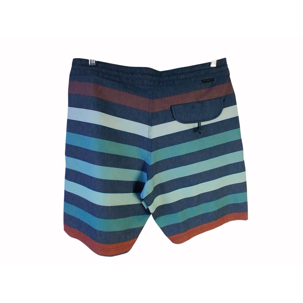Vissla Mens Upcycled Boardshorts Size 32 Parallels Stripes Poly Hemp Swim Shorts - Picture 7 of 14